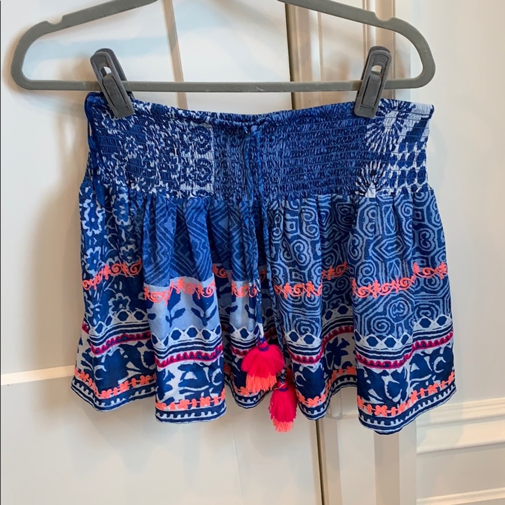 Blue and pink printed mini skirt